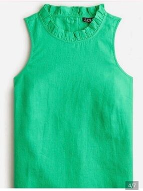 J. Crew Bright Green Ruffle-Neck Tank